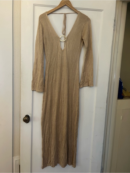 Flook The Label Dresses & Skirts - Flook the Label Nayala Long Sleeve Deep V Ring-Detail Maxi Dress